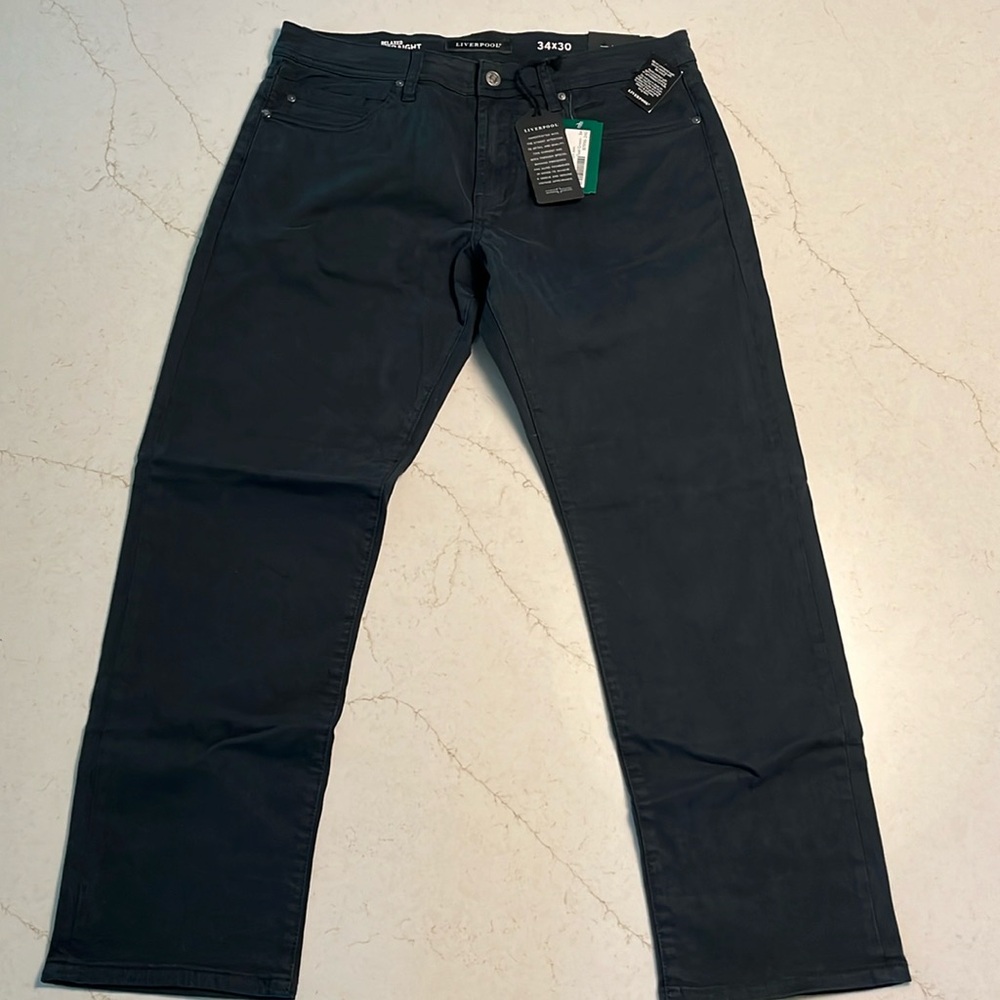 Liverpool Teal Green Relaxed Straight Pants